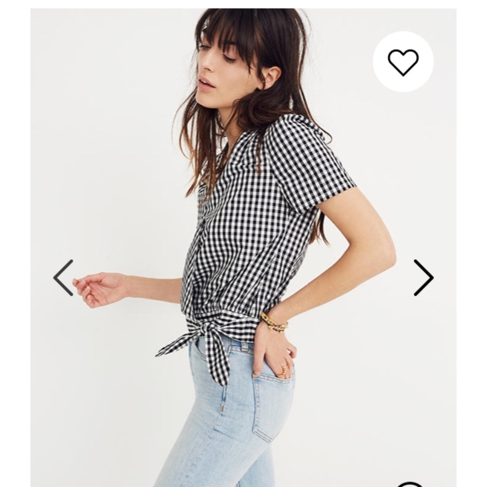 NWOT Madewell short sleeve gingham wrap top small